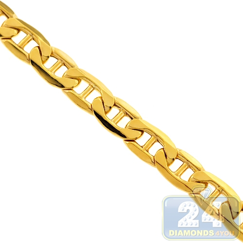Italian 10K Yellow Gold Mariner Hollow Link Mens Chain 8 mm'