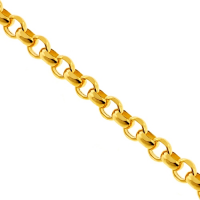 14K Yellow Gold Round Cable Puff Link Mens Chain 5.8 mm