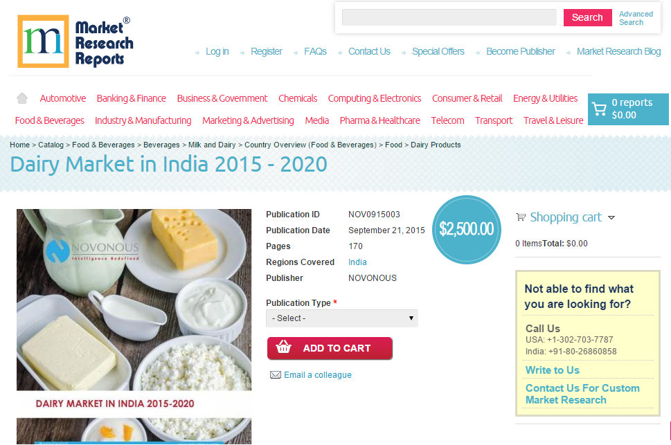 Dairy Market in India 2015 - 2020'