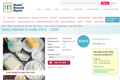 Dairy Market in India 2015 - 2020'
