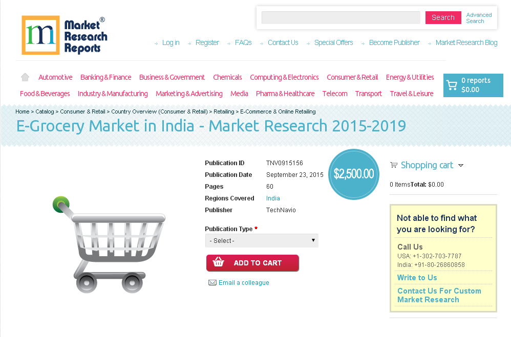 E-Grocery Market in India - Market Research 2015-2019'