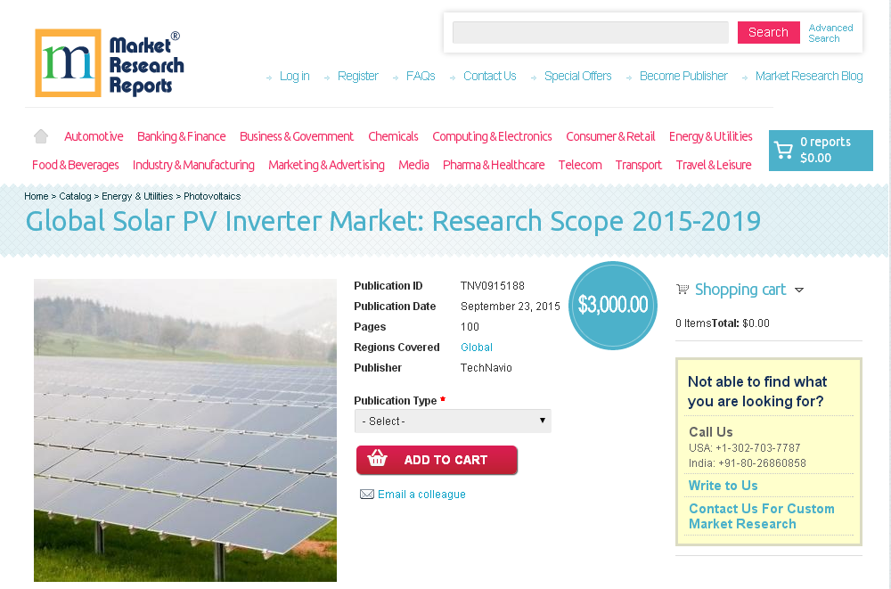 Global Solar PV Inverter Market: Research Scope 2015-2019