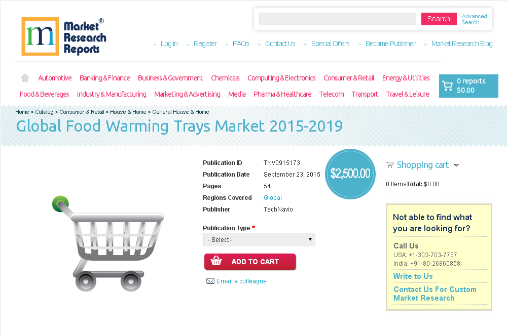 Global Food Warming Trays Market 2015-2019'