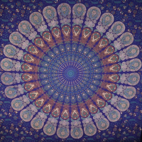 Kanti Design Blue Peacok Mandala Tapestry