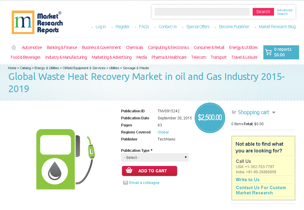 Global Waste Heat Recovery Market in oil and Gas Industry'