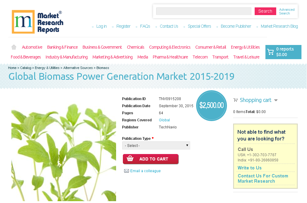 Global Biomass Power Generation Market 2015-2019