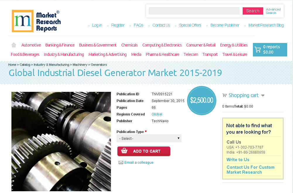 Global Industrial Diesel Generator Market 2015-2019'