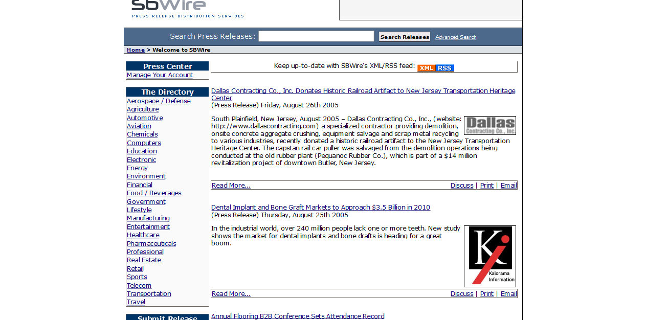 SBWire/ReleaseWire in 2005