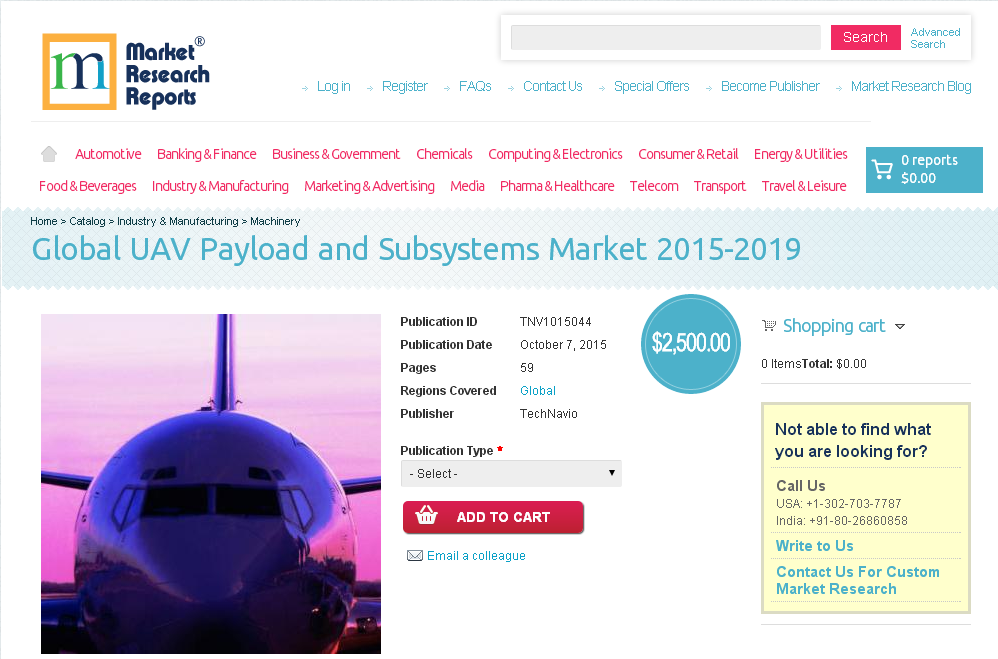 Global UAV Payload and Subsystems Market 2015-2019
