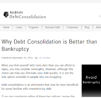 Learn which is better: debt consolidation or bankruptcy'