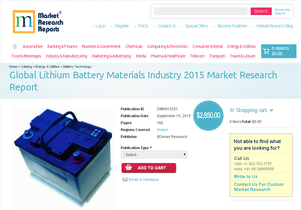 Global Lithium Battery Materials Industry 2015