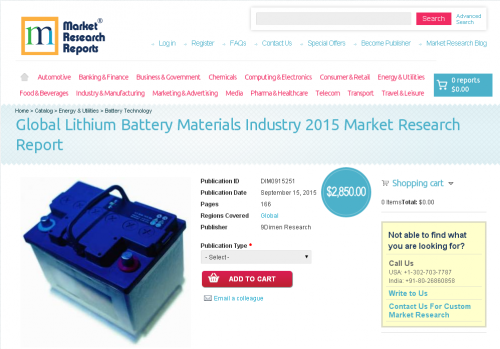 Global Lithium Battery Materials Industry 2015'