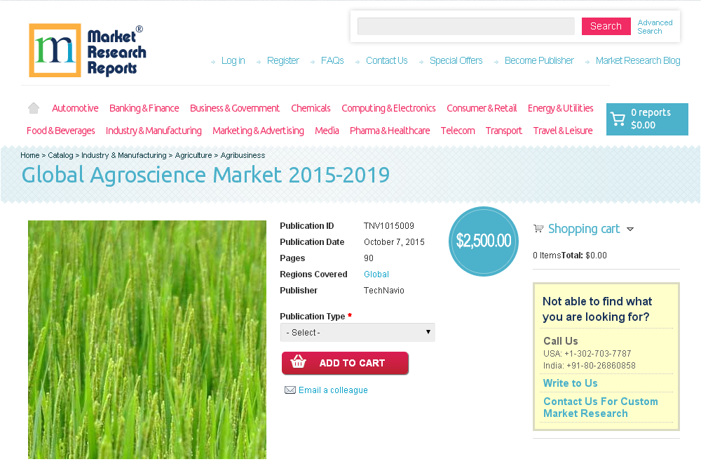 Global Agroscience Market 2015-2019