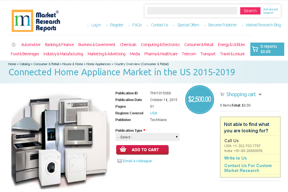 Connected Home Appliance Market in the US 2015-2019