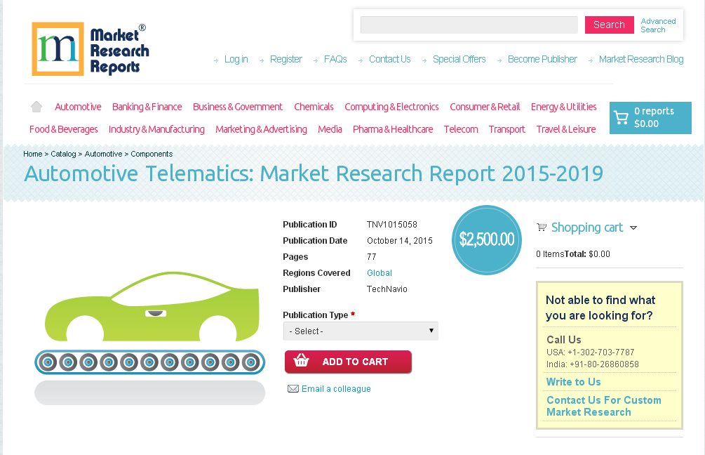 Automotive Telematics: Market Research Report 2015-2019