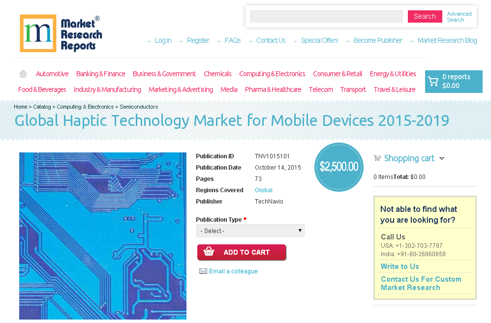 Global Haptic Technology Market for Mobile Devices 2015-2019'