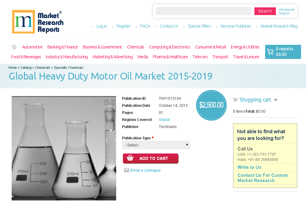 Global Heavy Duty Motor Oil Market 2015-2019'