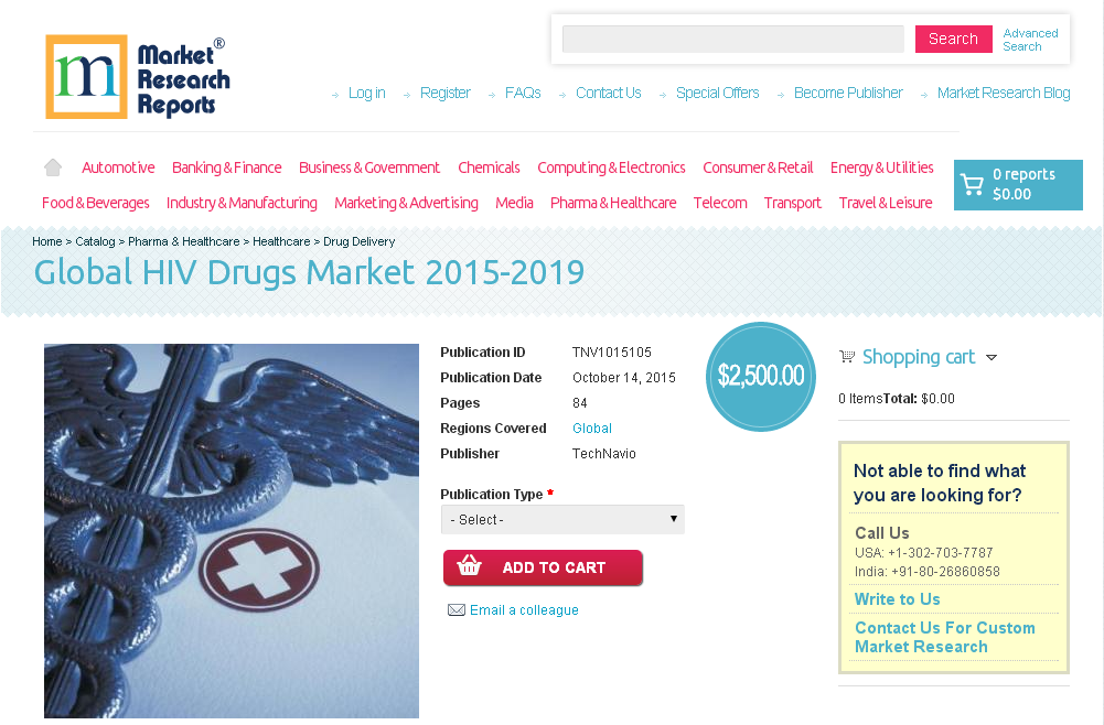 Global HIV Drugs Market 2015-2019'