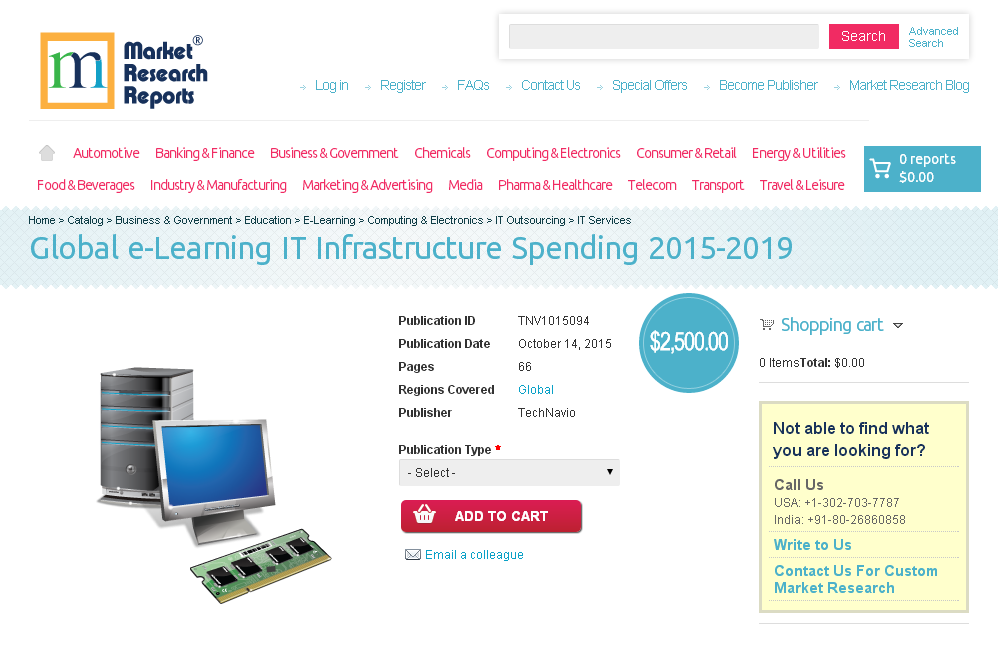 Global e-Learning IT Infrastructure Spending 2015-2019'