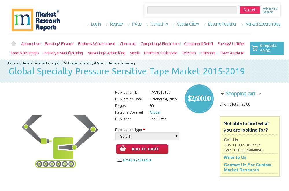 Global Specialty Pressure Sensitive Tape Market 2015-2019'