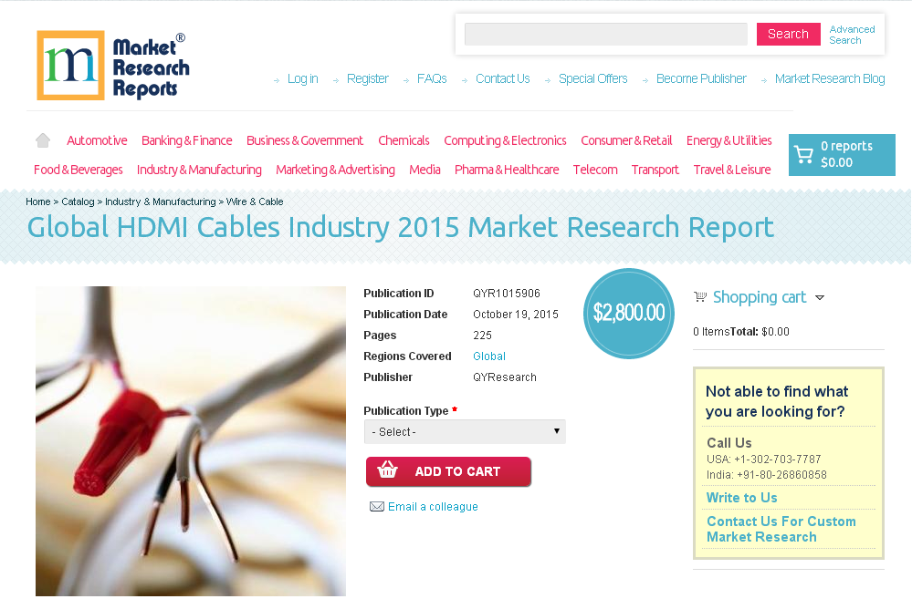 Global HDMI Cables Industry 2015'