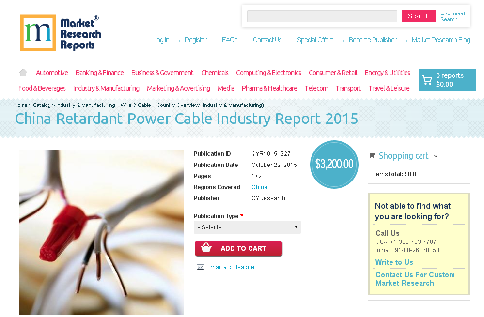 China Retardant Power Cable Industry Report 2015