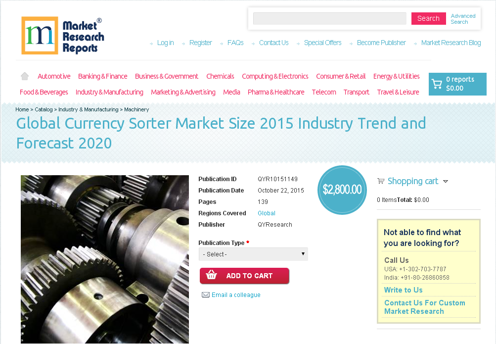 Global Currency Sorter Market Size 2015'