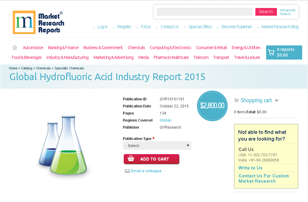 Global Hydrofluoric Acid Industry Report 2015'