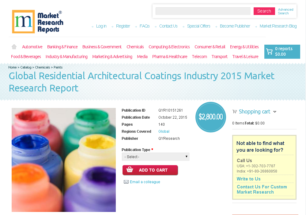 Global Residential Architectural Coatings Industry 2015'