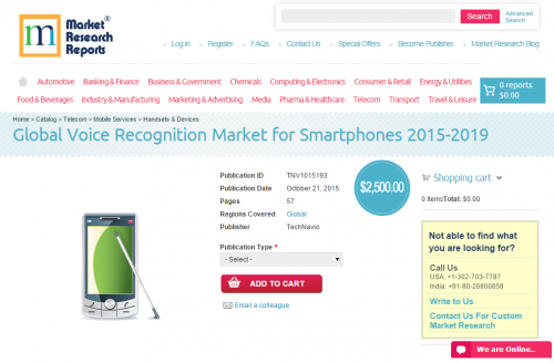 Global Voice Recognition Market for Smartphones 2015 - 2019'