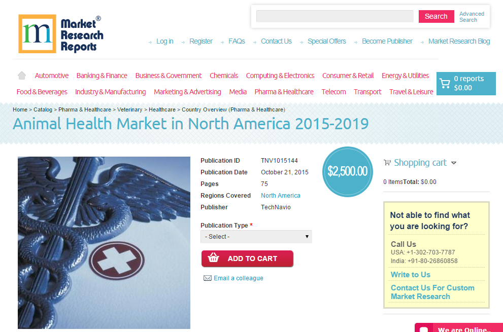Animal Health Market in North America 2015 - 2019