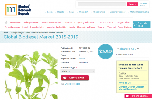 Global Biodiesel Market 2015 - 2019'