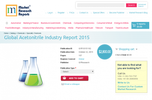 Global Acetonitrile Industry Report 2015'