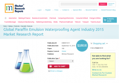 Global Paraffin Emulsion Waterproofing Agent Industry 2015'