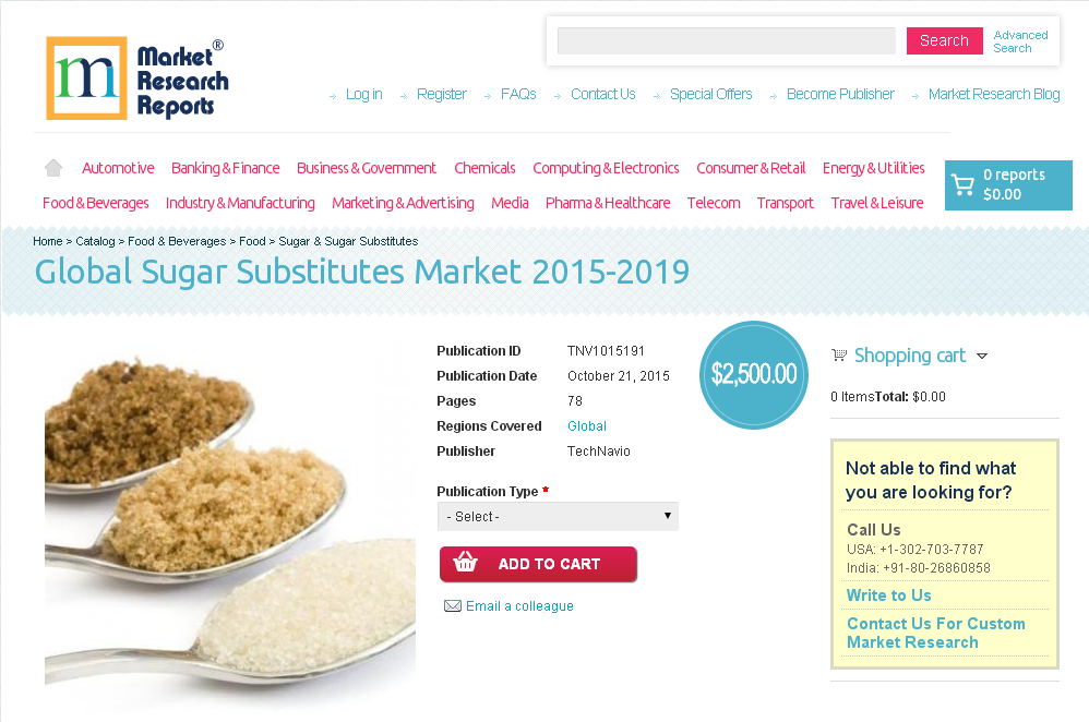 Global Sugar Substitutes Market 2015-2019