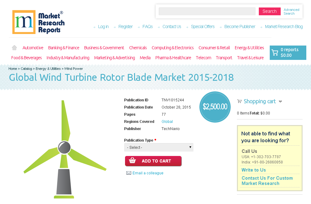 Global Wind Turbine Rotor Blade Market 2015-2018