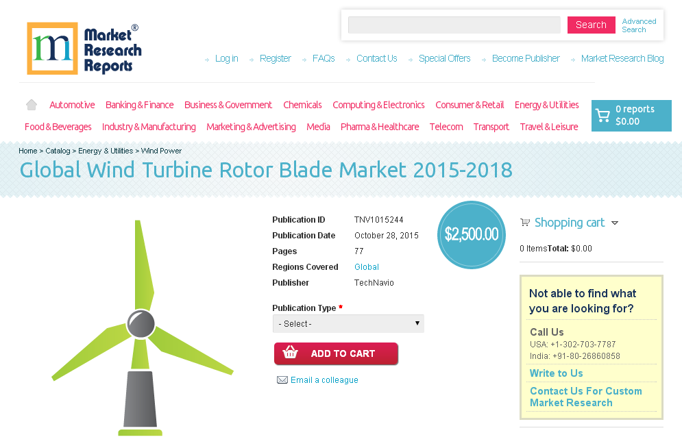 Global Wind Turbine Rotor Blade Market 2015-2018'