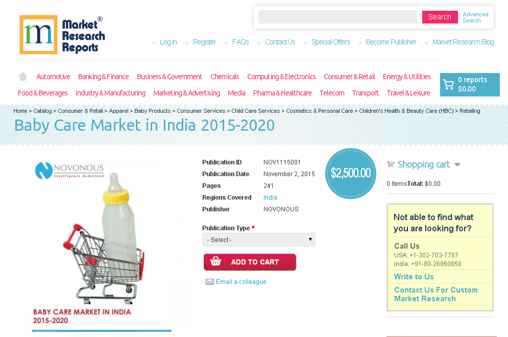 Baby Care Market in India 2015-2020'