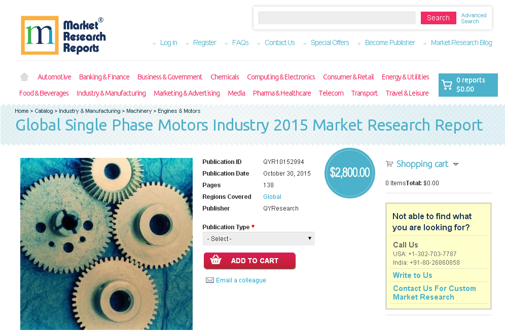 Global Single Phase Motors Industry 2015