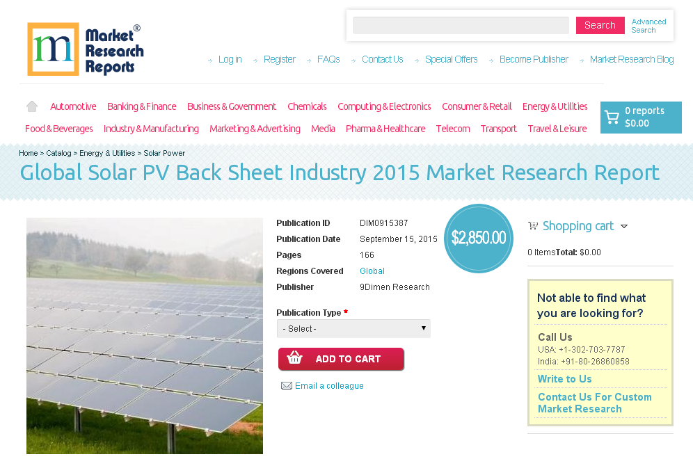 Global Solar PV Back Sheet Industry 2015