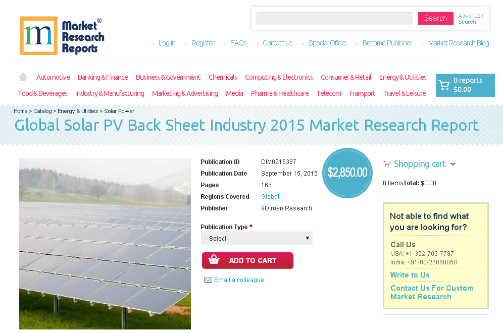 Global Solar PV Back Sheet Industry 2015'