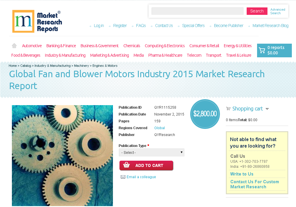 Global Fan and Blower Motors Industry 2015
