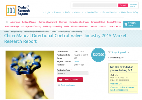 China Manual Directional Control Valves Industry 2015'