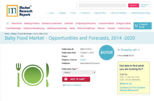 Baby Food Market - Opportunities and Forecasts, 2014 -2020'