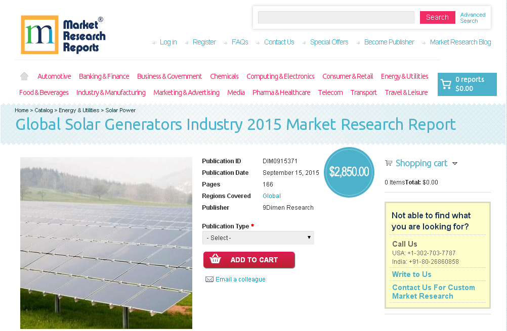 Global Solar Generators Industry 2015
