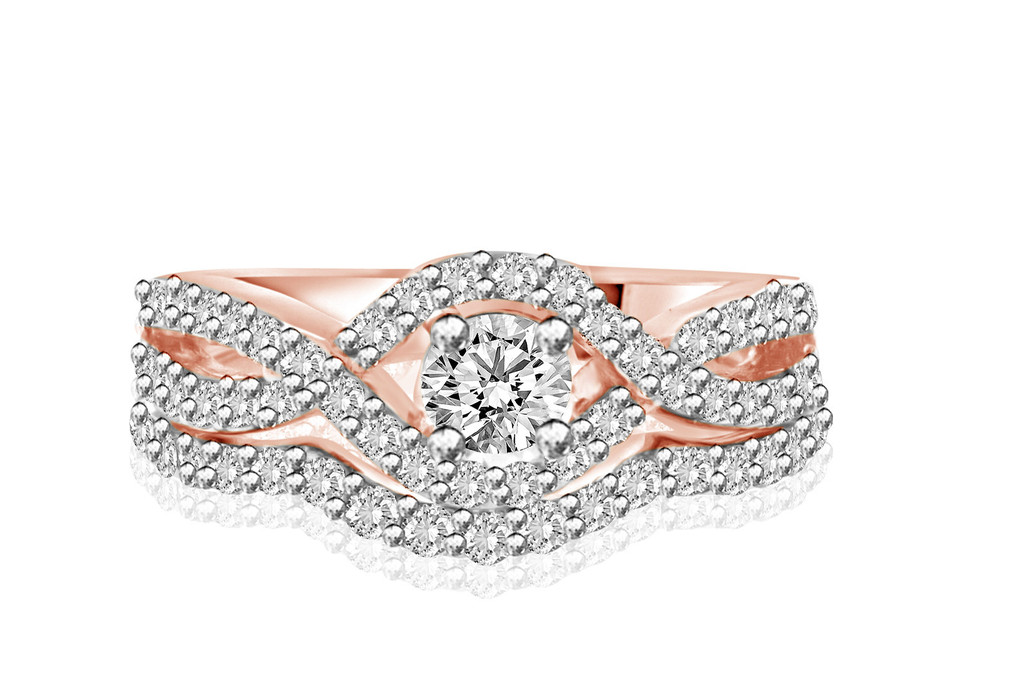 14K Rose Gold Intertwined Engagement Ring'