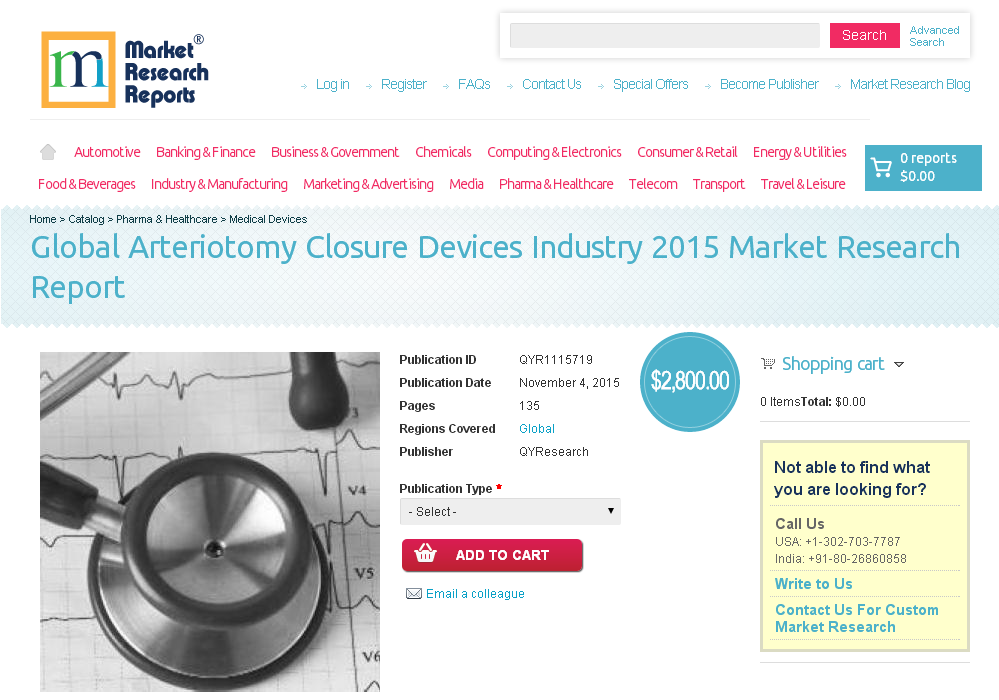 Global Arteriotomy Closure Devices Industry 2015
