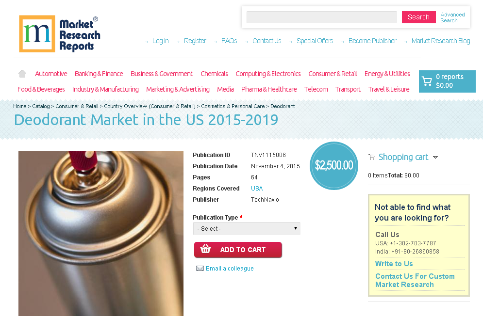 Deodorant Market in the US 2015-2019