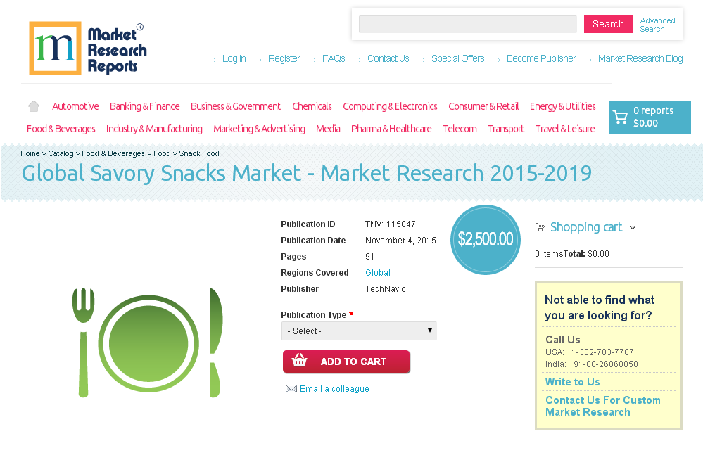 Global Savory Snacks Market - Market Research 2015-2019'