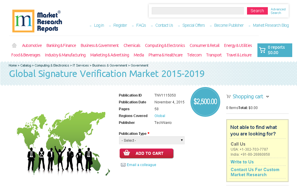 Global Signature Verification Market 2015-2019'